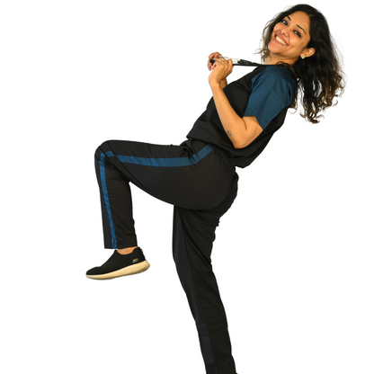 Black blue Dual Scrub Set (Top + Pant)