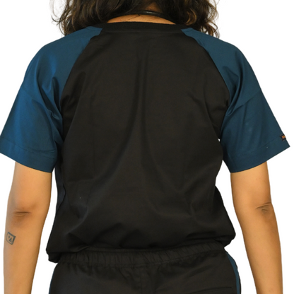 Black blue Dual Scrub Set (Top + Pant)