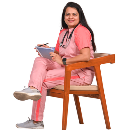 Pastel pink dual colour Scrub Set (Top + Pant)