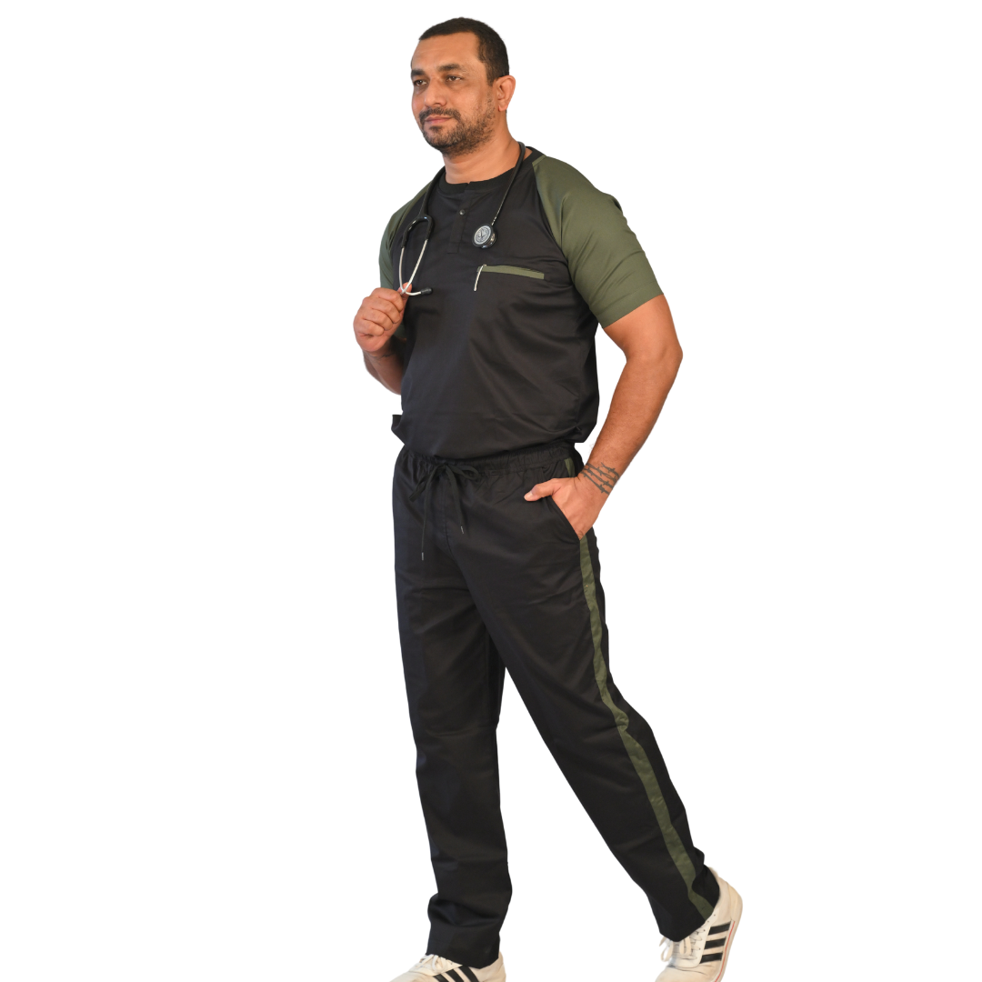 Black Eco Green Dual Scrub Set (Top + Pant)