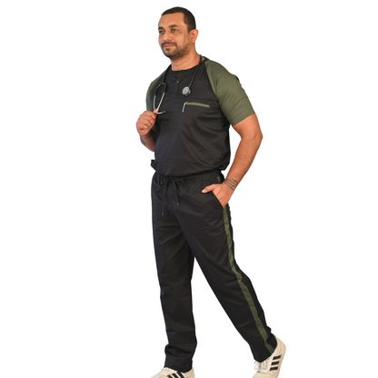 Black Eco Green Dual Scrub Set (Top + Pant)