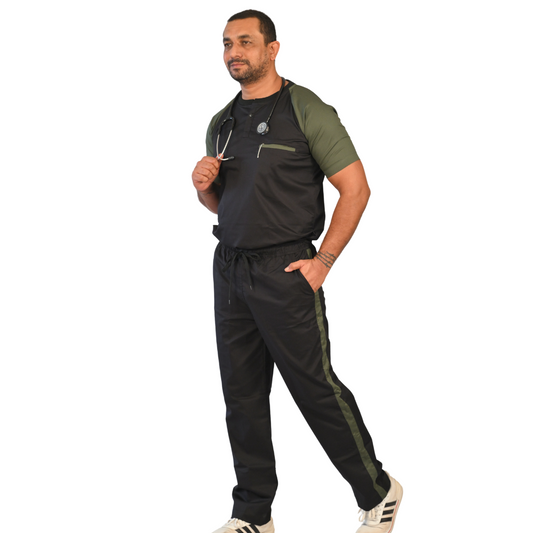 Black Eco Green Dual Scrub Set (Top + Pant)