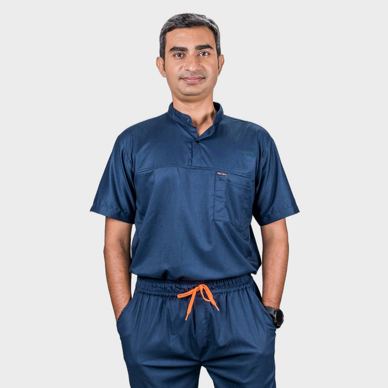 Pro-fit High neck blue scrubs