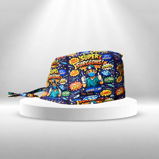 quirky fun printed surgical scrub cap for surgeons in OT and hospital uniform