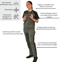 Lady doctor scrubs for hospital wear in stretchable cotton fabric