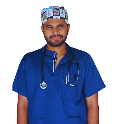 Men AIR blue HighNeck Stretch Scrubs