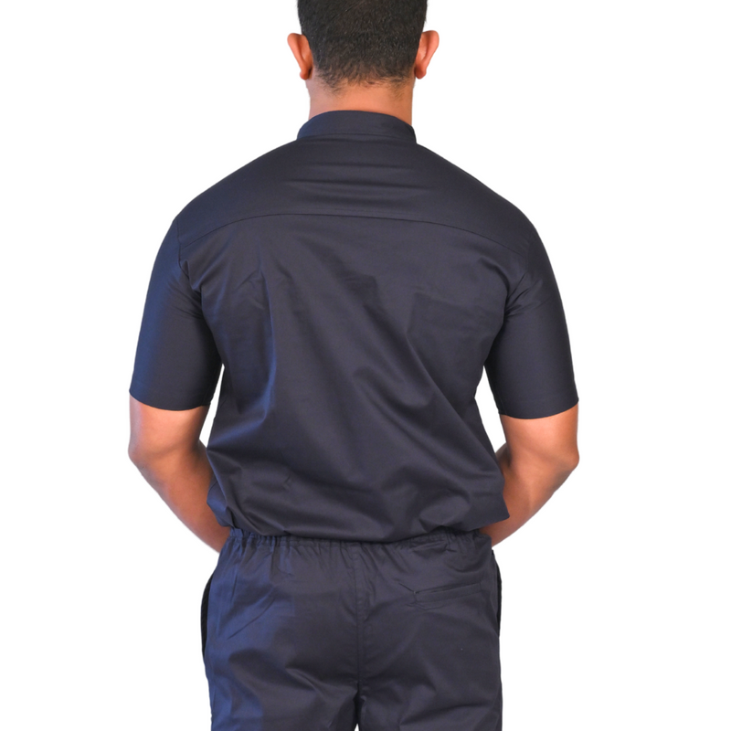 Dark blue cotton stretchable doctor scrubs for hospital wear