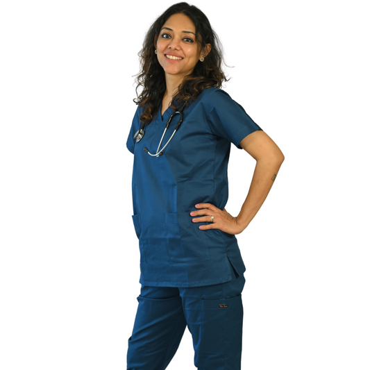 Remedial blue V neck Women scrubs