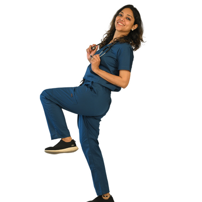 Remedial blue V neck Women scrubs