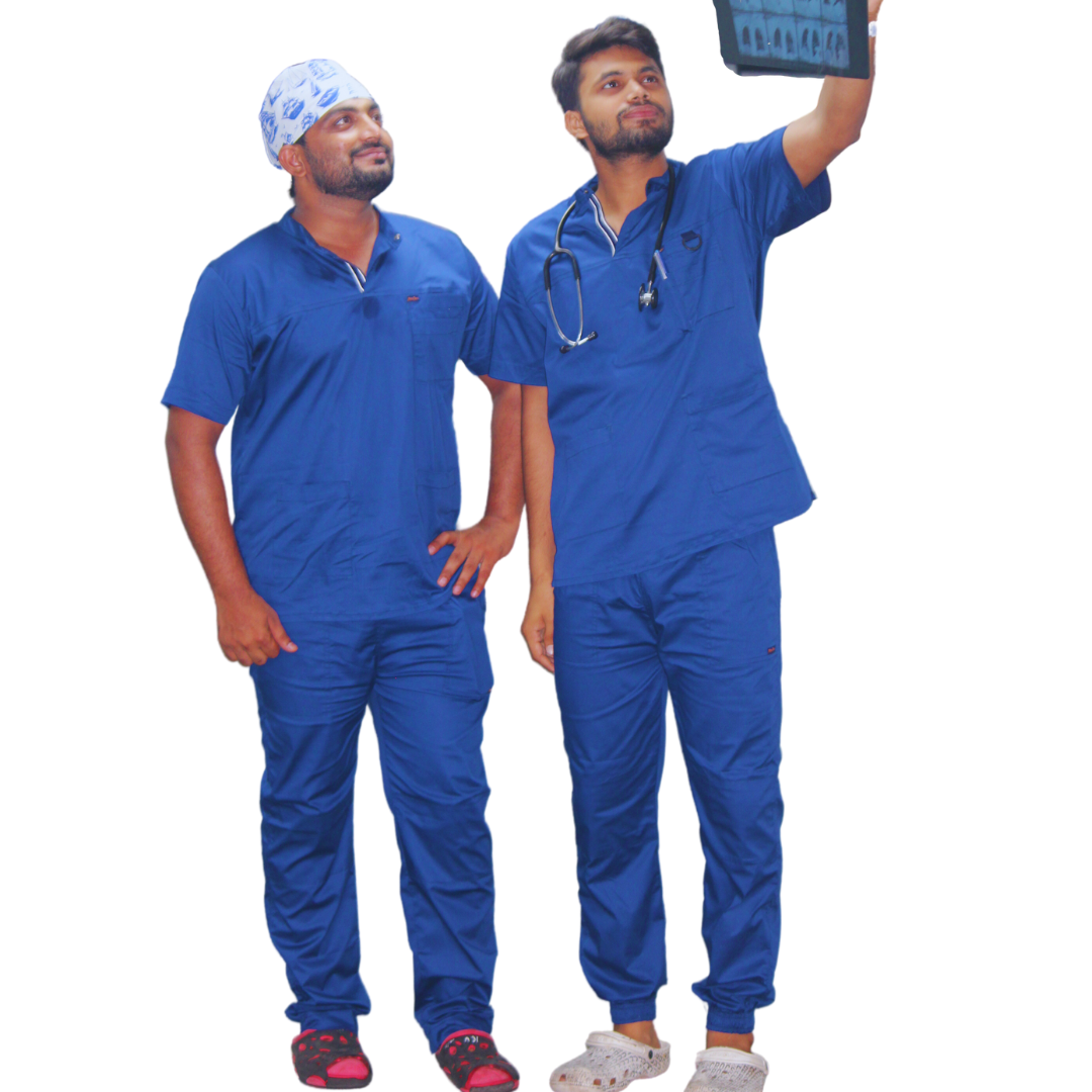 Men AIR blue HighNeck Stretch Scrubs