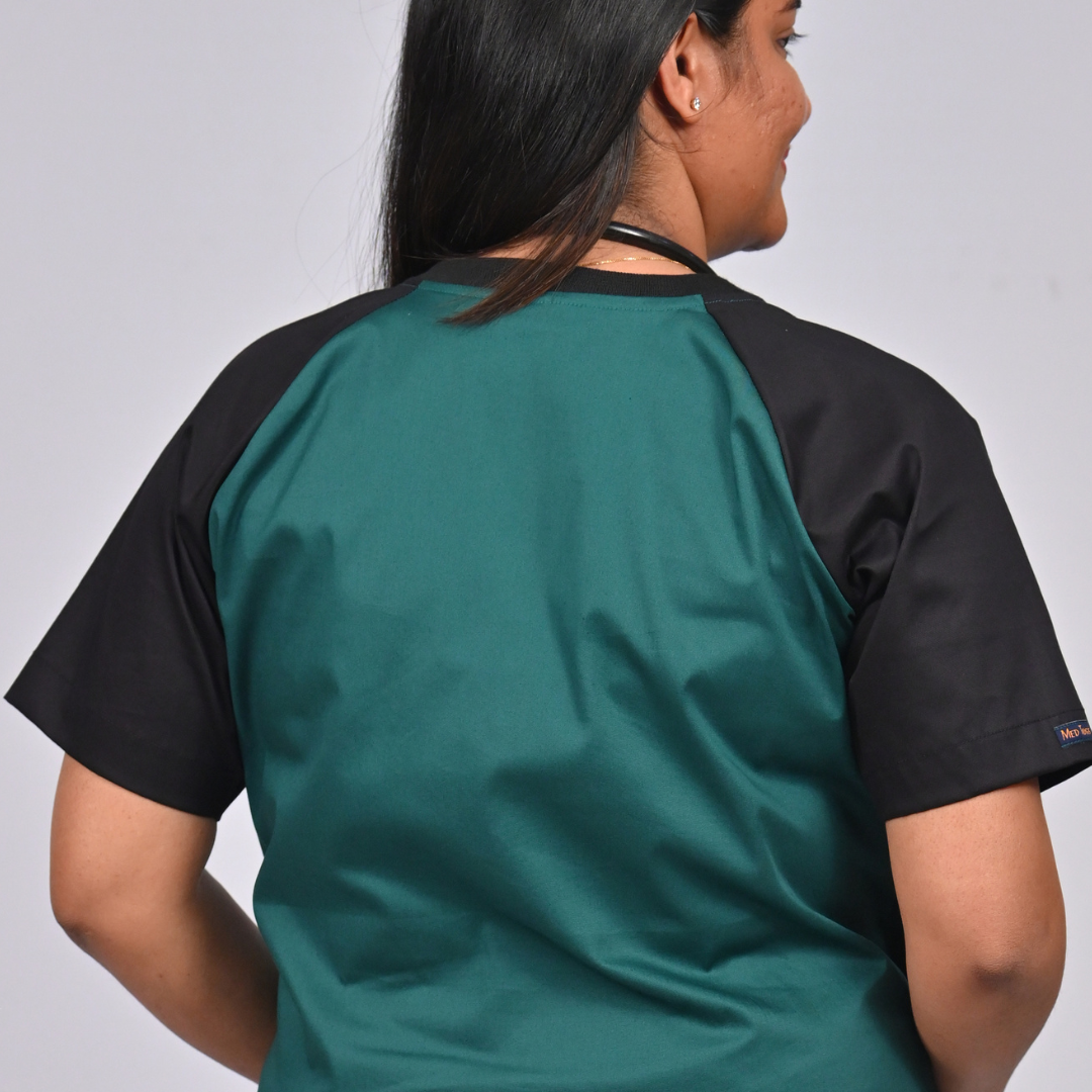 Vital green black dual colour Scrub Set (Top + Pant)
