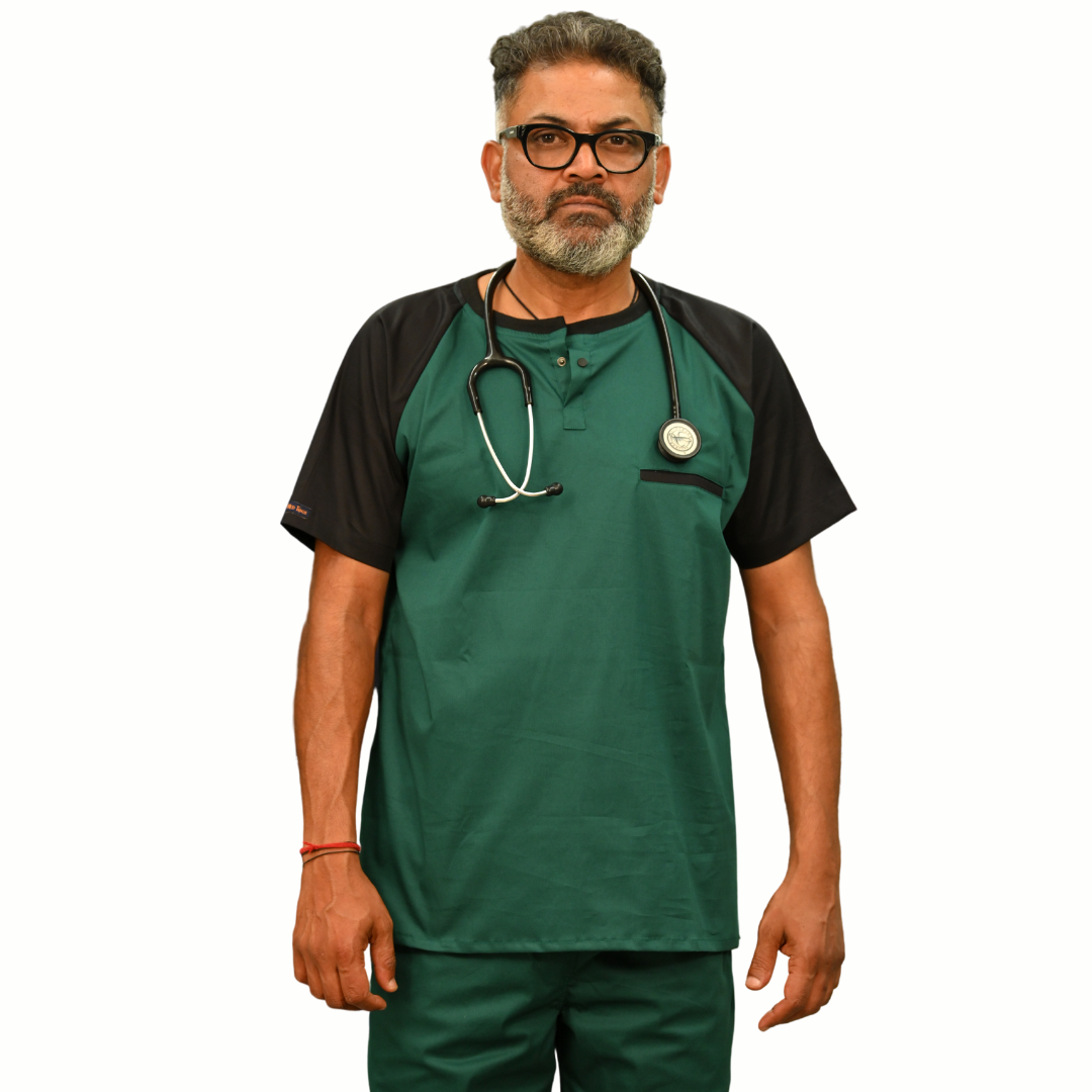 Green Black Scrub Set (Top + Pant)