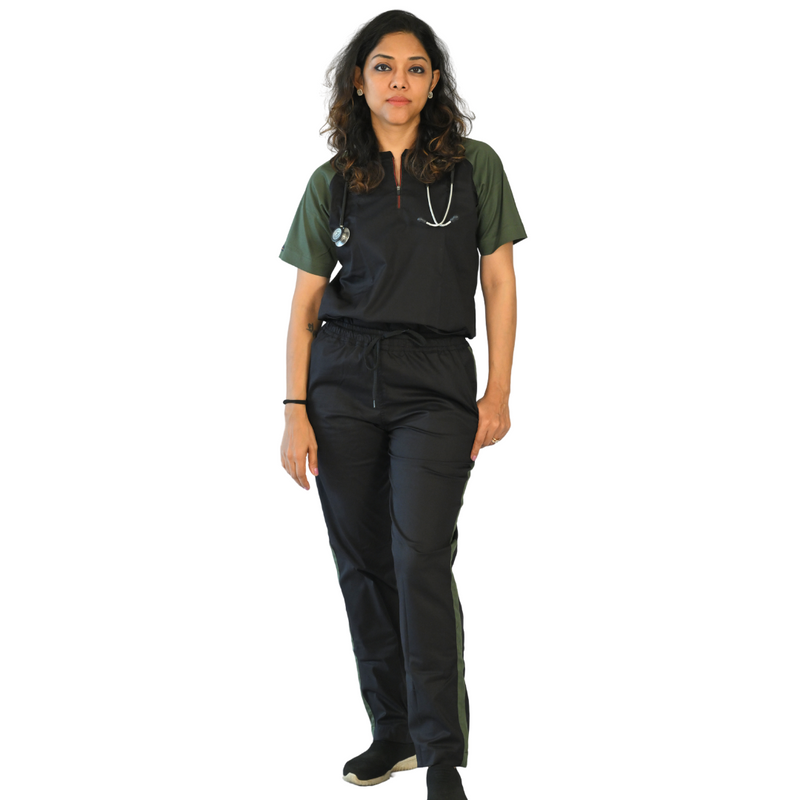 Black green women doctor scrubs for hospital uniform