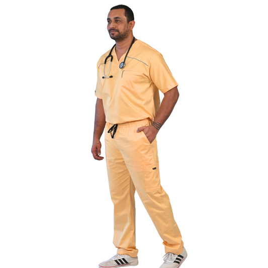 Yellow V neck Stretch Scrubs