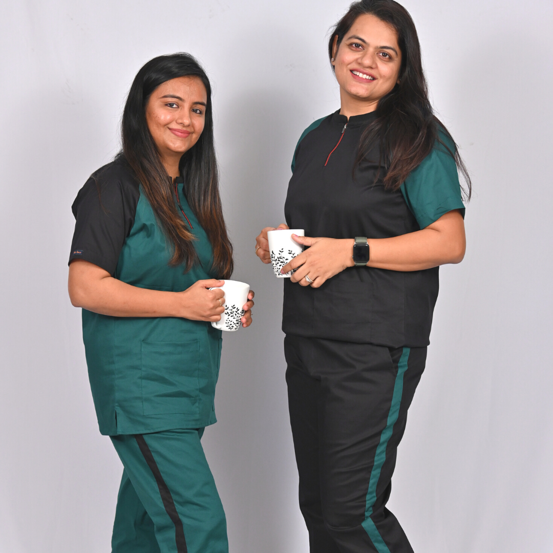 Vital green black dual colour Scrub Set (Top + Pant)