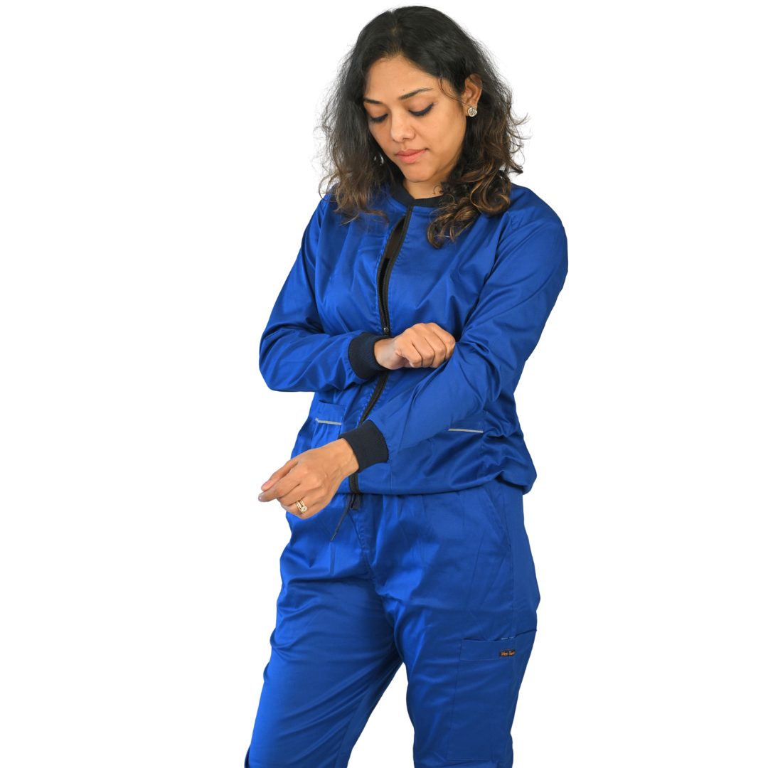 Cotton Stretchable Women Scrub Jacket and Pant Set