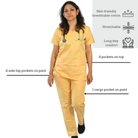 fresh yellow doctor scrubs in Vneck designed with functionality and loaded with pockets for ease during long working hours for medical professionals