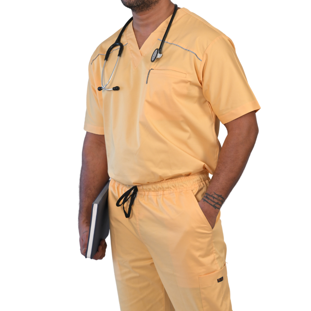 Yellow V neck Stretch Scrubs