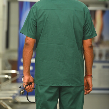 Vital Green V neck stretch cotton scrubs