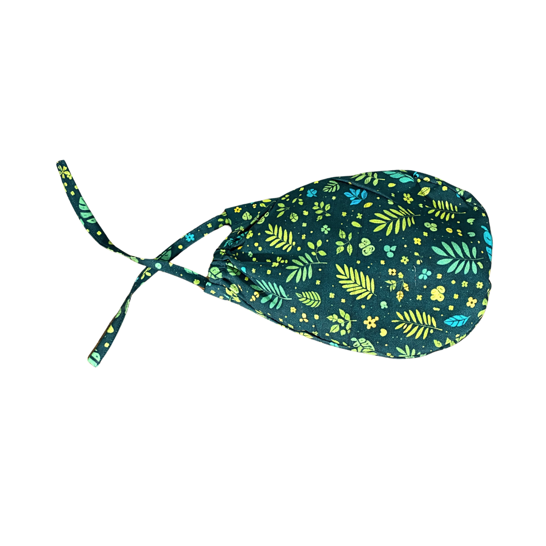 doctor OT cap in lightweight cotton fabric with nature inspired print 