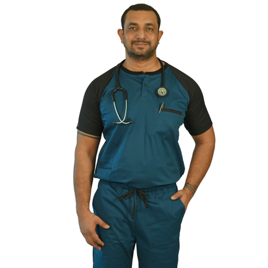 Blue black Dual Scrub Set (Top + Pant)