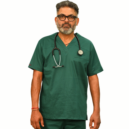 Vital Green V neck stretch cotton scrubs