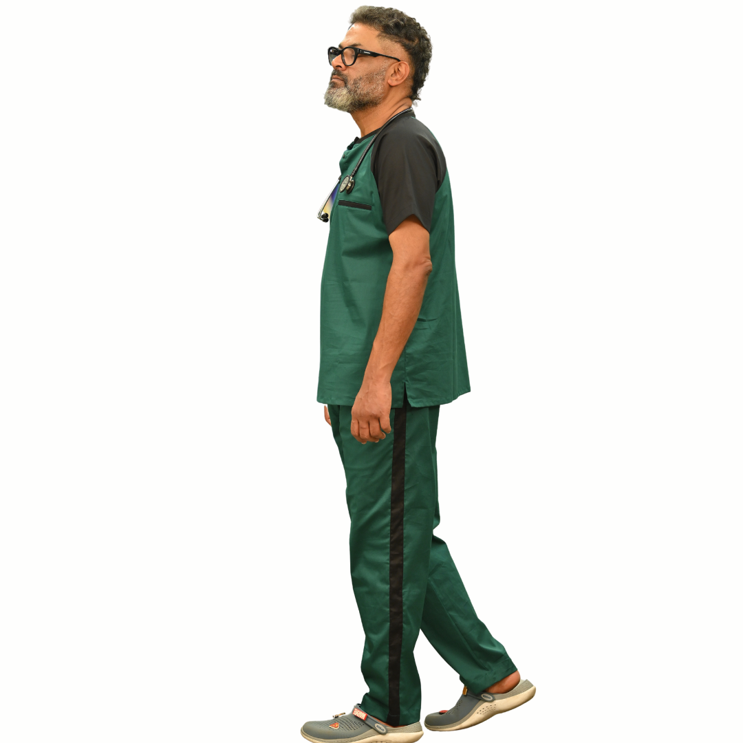 Green Black Scrub Set (Top + Pant)