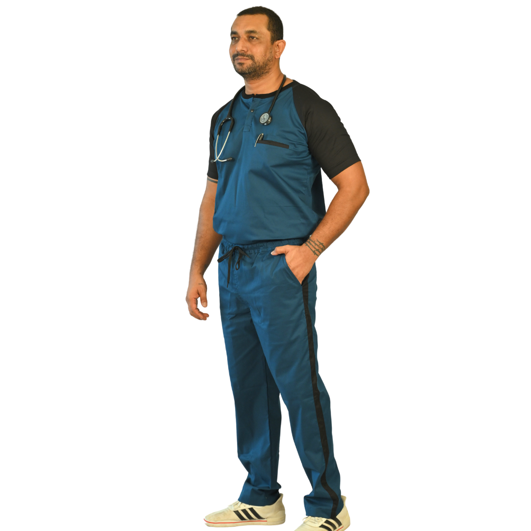 Blue black Dual Scrub Set (Top + Pant)