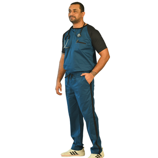 Blue black Dual Scrub Set (Top + Pant)