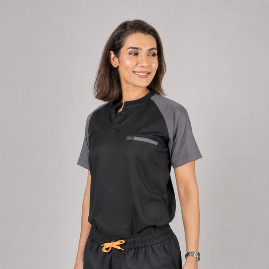 Pro-fit Black Grey Dual women Scrubs
