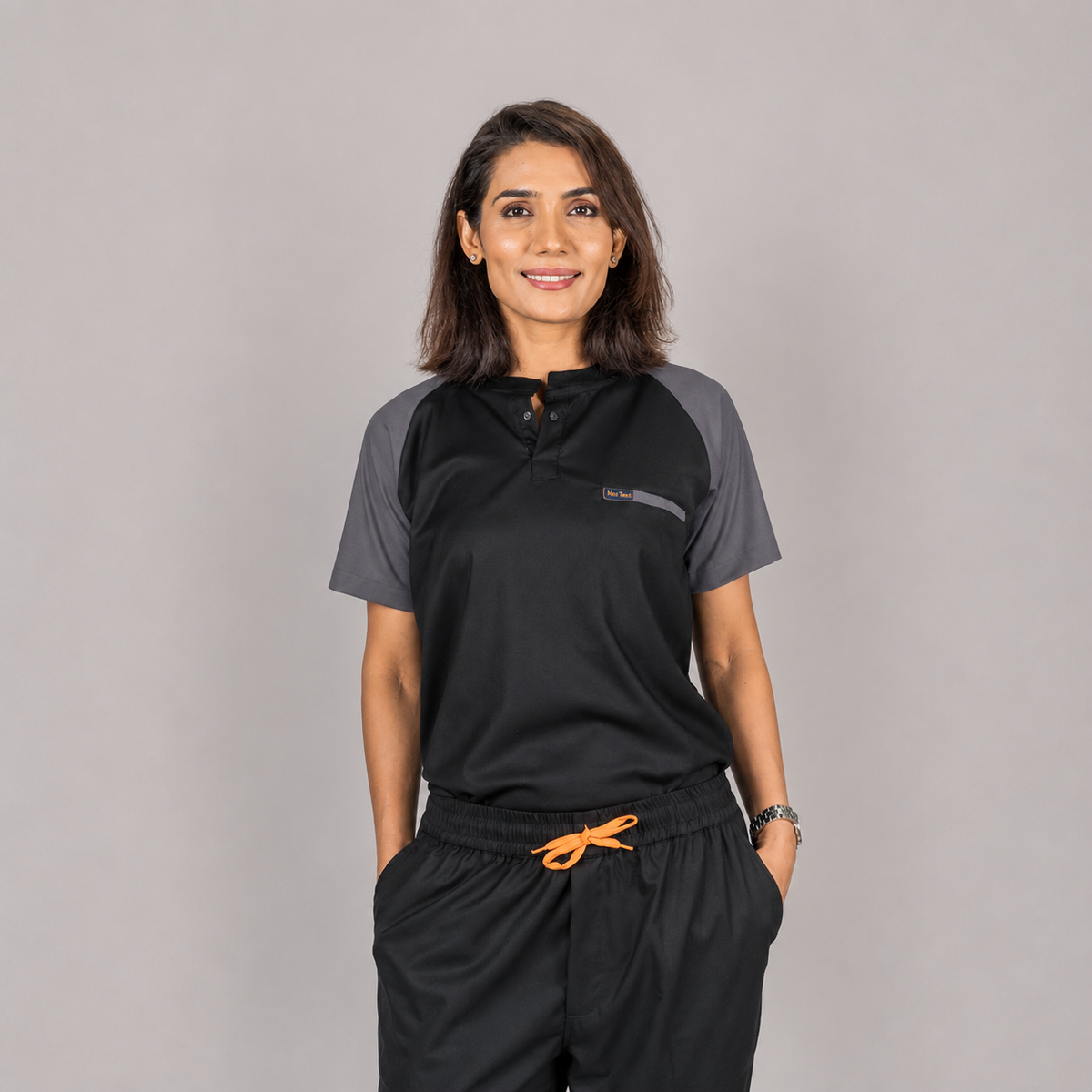 Pro-fit Black Grey Dual women Scrubs