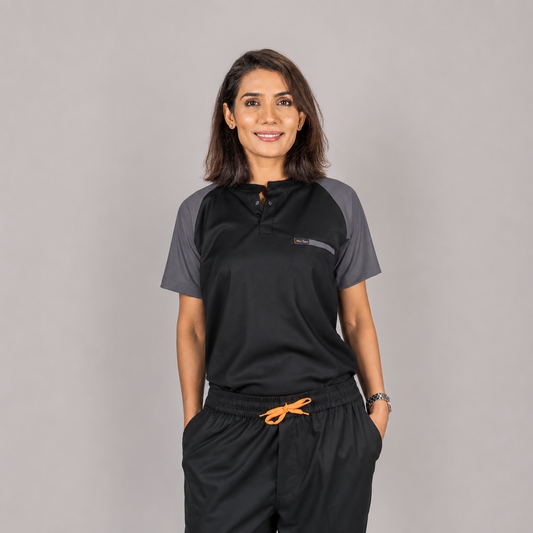 Pro-fit Black Grey Dual women Scrubs