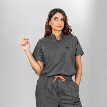 Pro-fit High neck grey Women scrubs