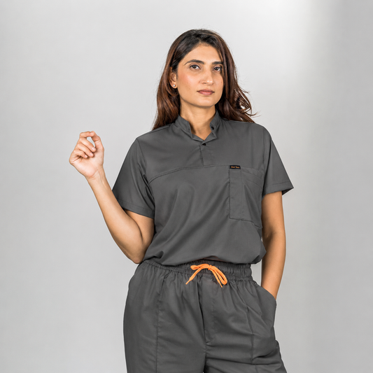 Pro-fit High neck grey Women scrubs