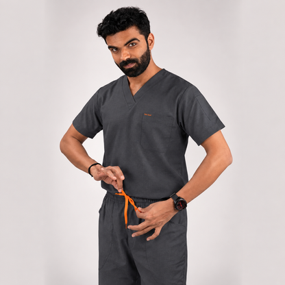 Grey Everyday Scrubs - Men V-Neck
