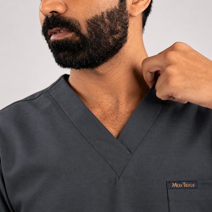 Grey Everyday Scrubs - Men V-Neck