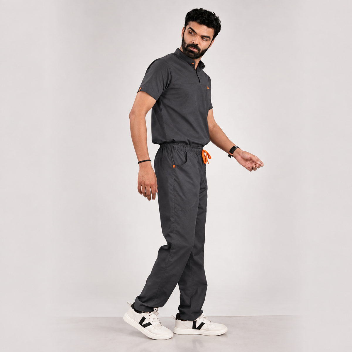 Grey Everyday Scrubs - Men High Neck