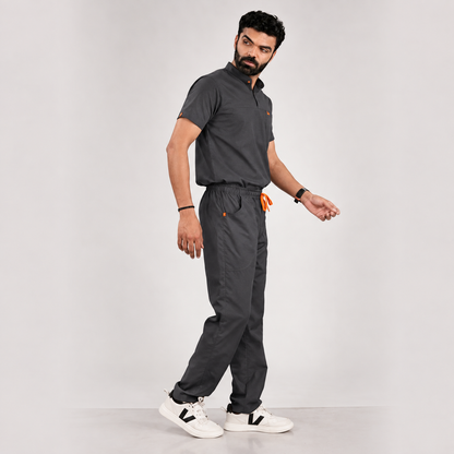 Grey Everyday Scrubs - Men High Neck