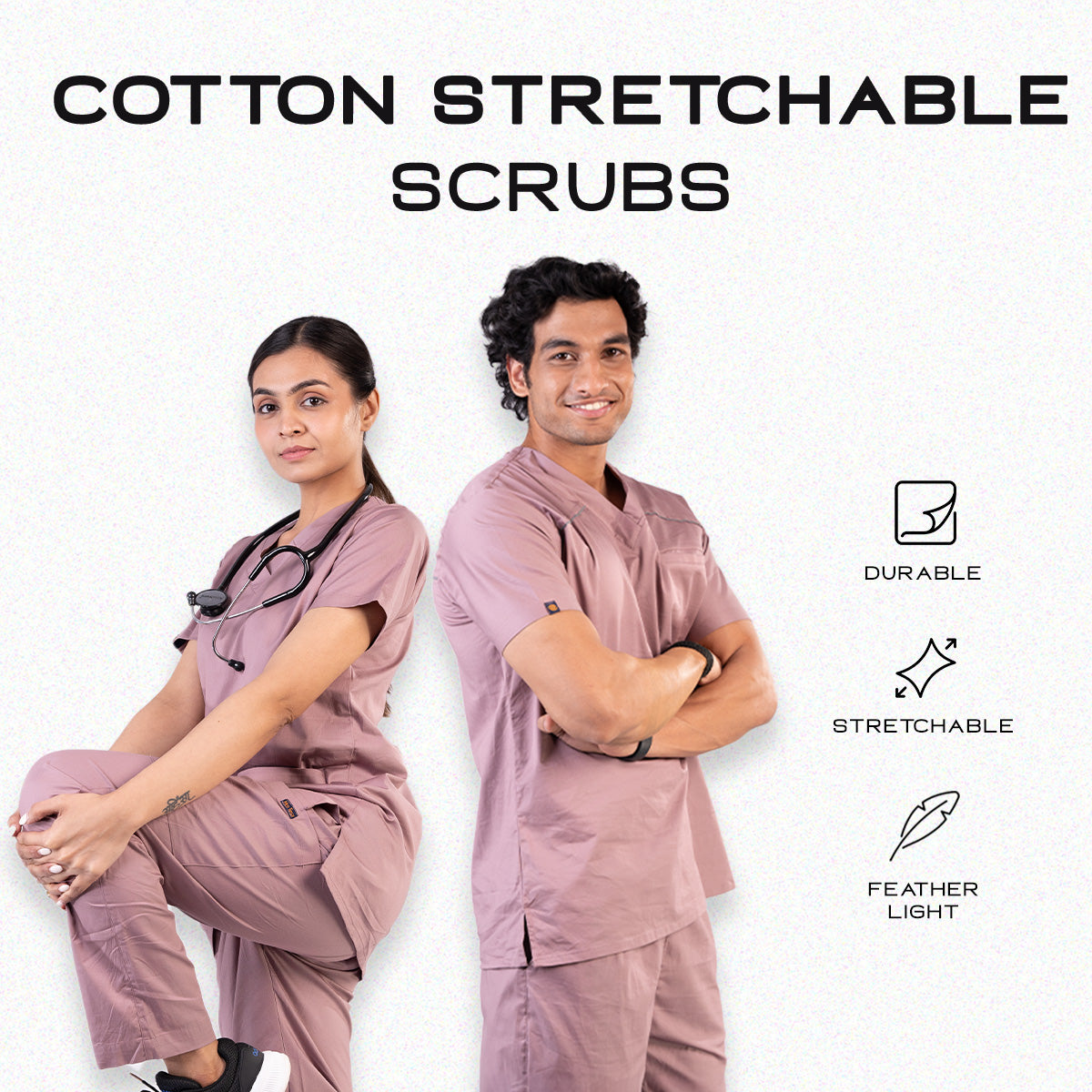 Salmon Pink V neck Women scrubs