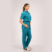 Teal Blue Everyday Scrubs – Women High Neck