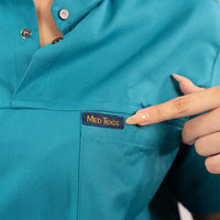 Teal Blue Everyday Scrubs – Women High Neck
