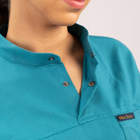 Teal Blue Everyday Scrubs – Women High Neck