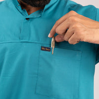 Teal Blue Everyday Scrubs – Men High Neck