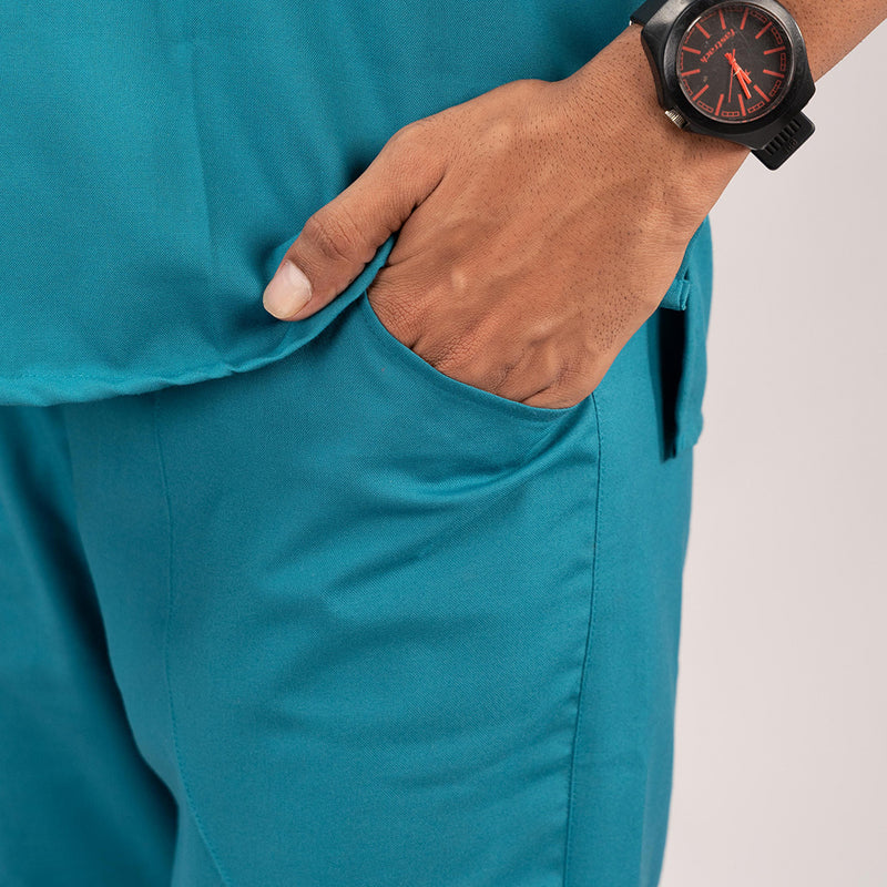 Teal blue Everyday Scrubs – Men V-Neck