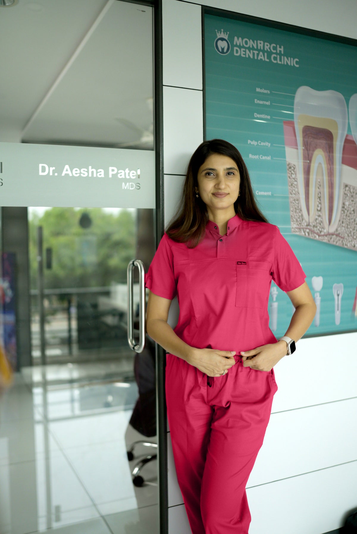 Pro-fit Mulberry pink High neck women scrubs