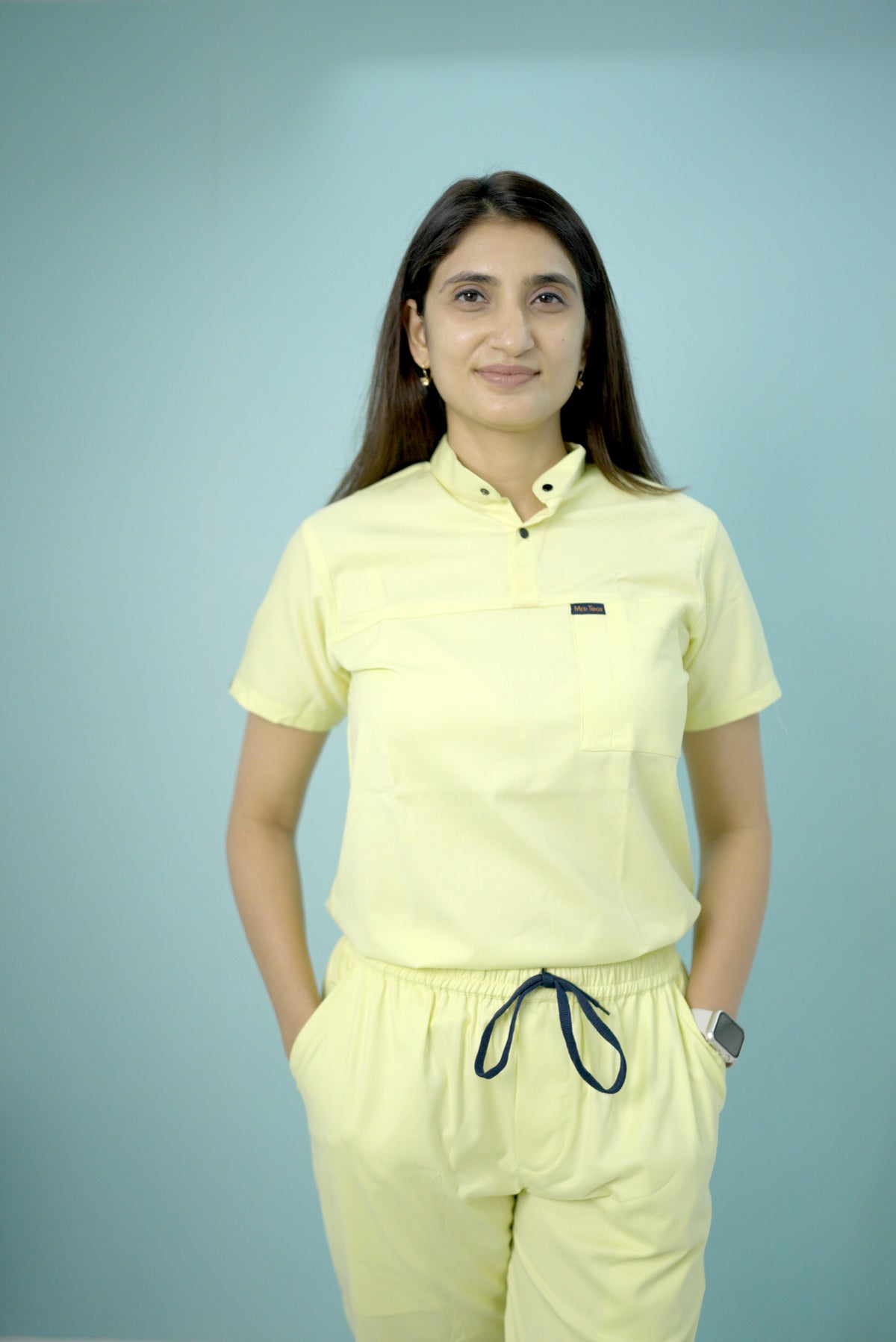Pro-fit Citrine Yellow High neck women scrubs