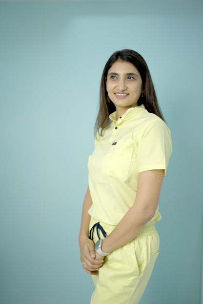 Pro-fit Citrine Yellow High neck women scrubs