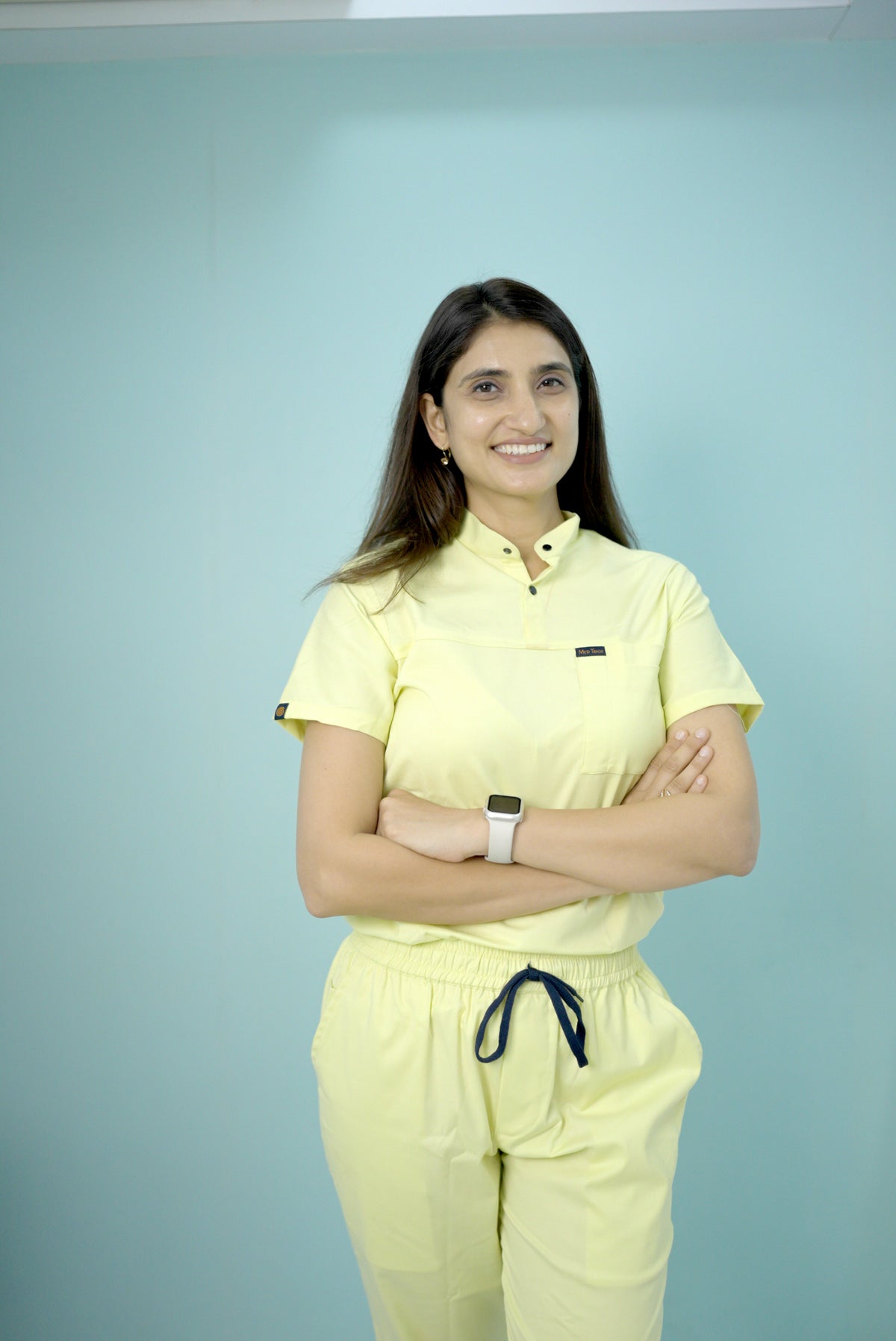 Pro-fit Citrine Yellow High neck women scrubs