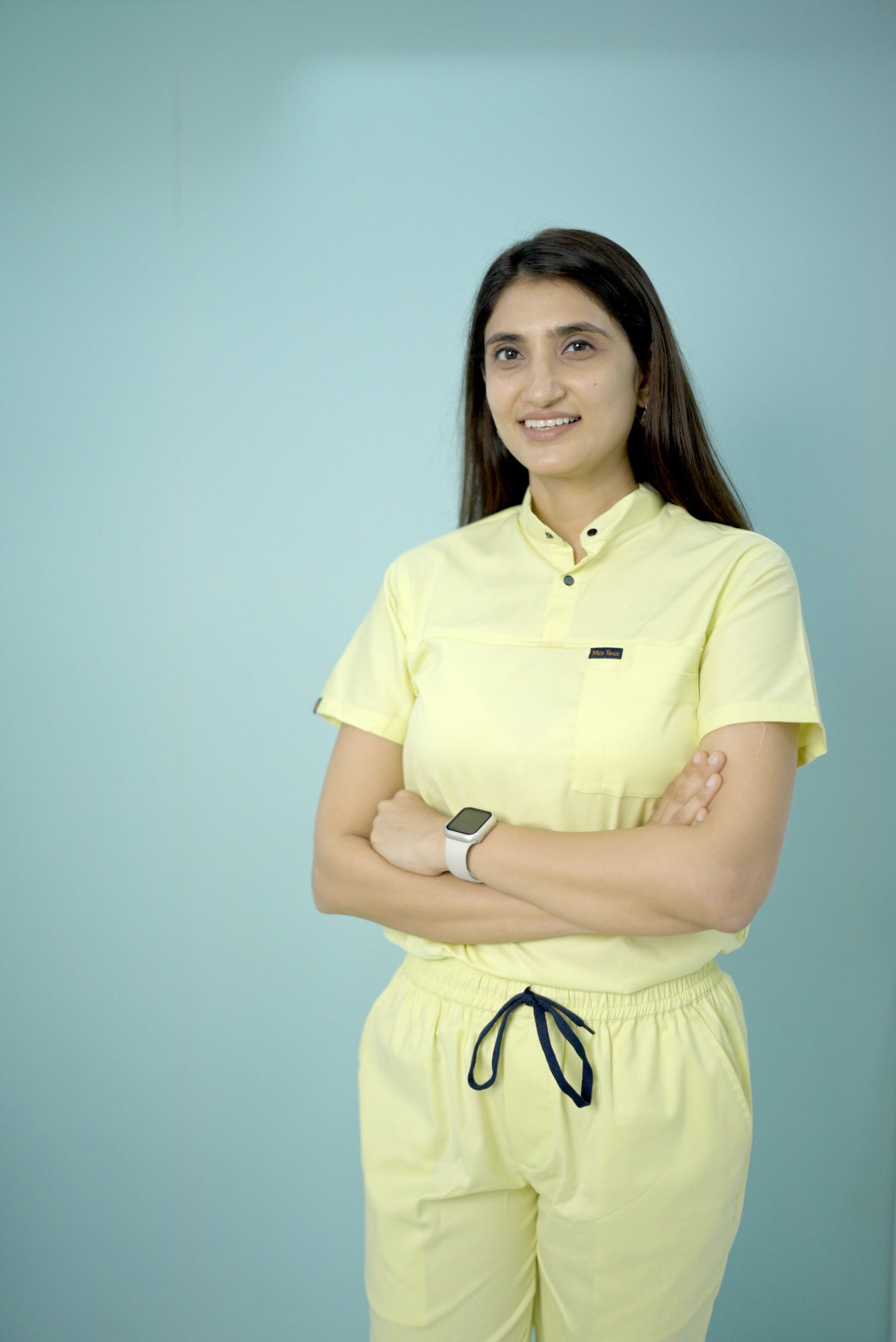 Pro-fit Citrine Yellow High neck women scrubs