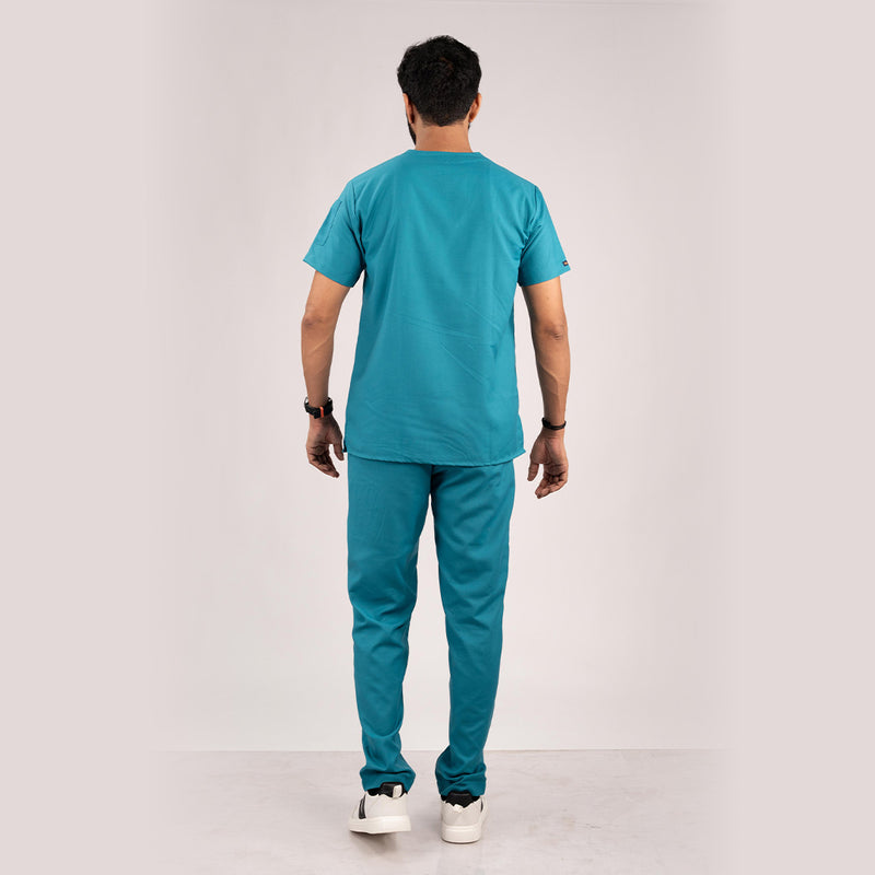Teal blue Everyday Scrubs – Men V-Neck
